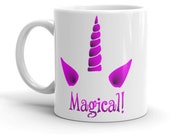 Magical Unicorn Horn Mug, Funny Unicorn Cup, Rainbow Unicorn Mug, Gift For Her, Gift For Him, Office Gift Ideas, Funny Mythical Creature