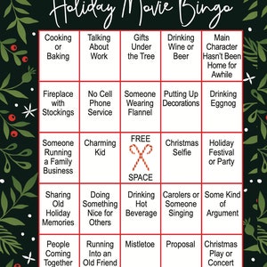 Hallmark / Holiday Movie Bingo Game for 1-6 Players with Dry Erase Markers comes in Red Burlap Bag FREE SHIPPING image 7