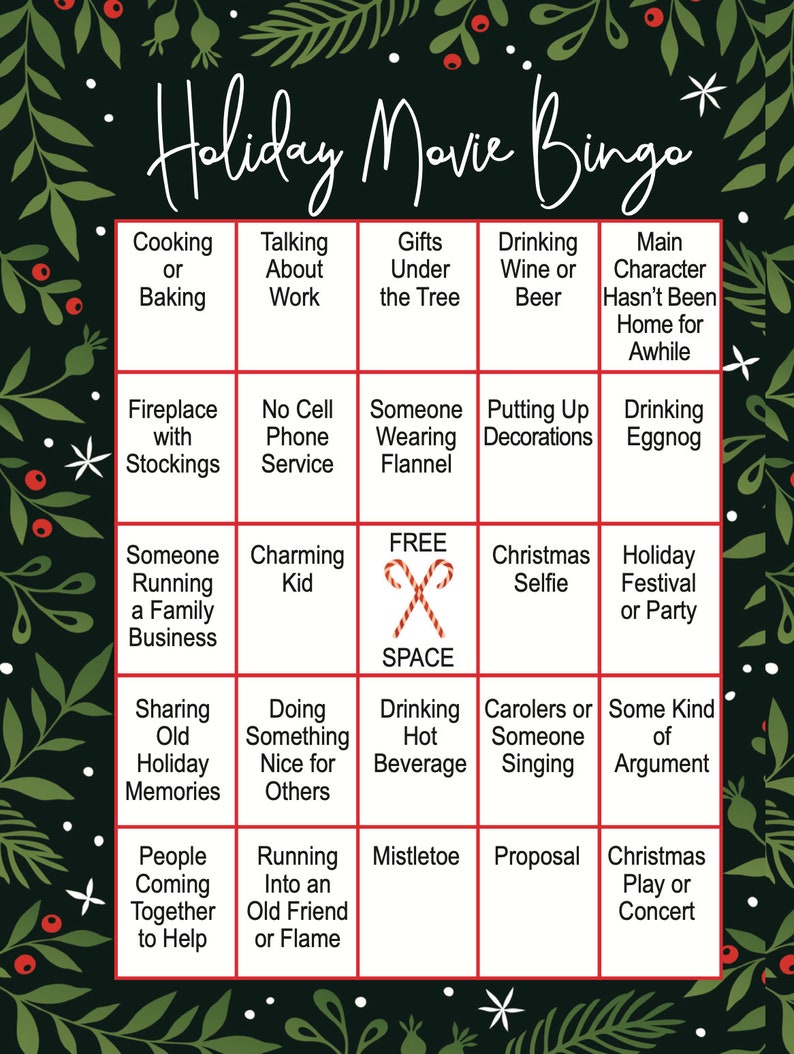 Hallmark / Holiday Movie Bingo Game for 1-6 Players with Dry Erase Markers comes in Red Burlap Bag FREE SHIPPING image 7