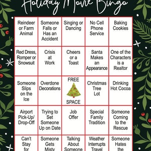 Hallmark / Holiday Movie Bingo Game for 1-6 Players with Dry Erase Markers comes in Red Burlap Bag FREE SHIPPING image 6