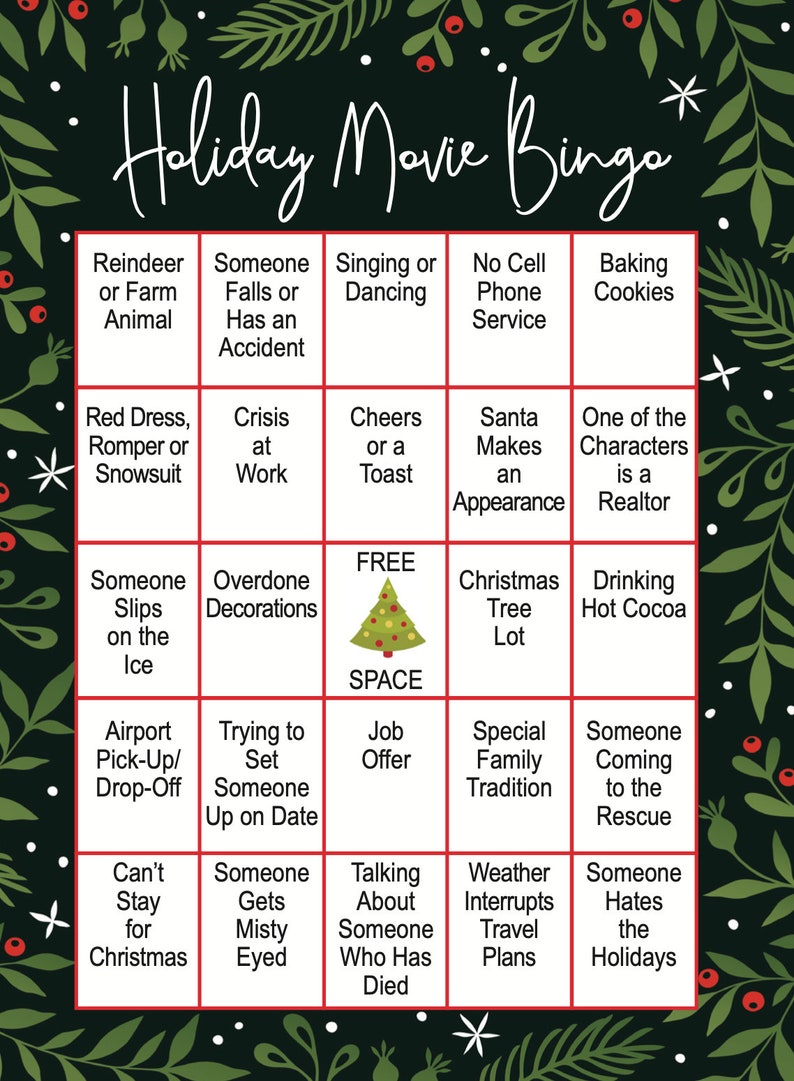 Hallmark / Holiday Movie Bingo Game for 1-6 Players with Dry Erase Markers comes in Red Burlap Bag FREE SHIPPING image 6