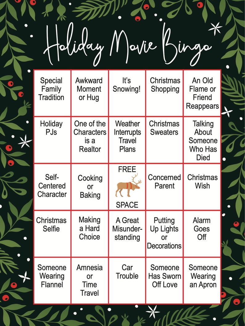 Hallmark / Holiday Movie Bingo Game for 1-6 Players with Dry Erase Markers comes in Red Burlap Bag FREE SHIPPING image 8