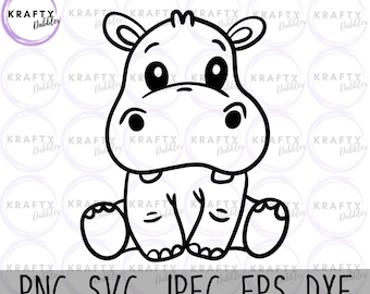 Baby Hippo SVG, Simple Cut File (Digital Download)
