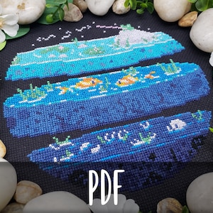 Slice of Pond - Modern Cross Stitch Design Pattern, PDF Digital Download