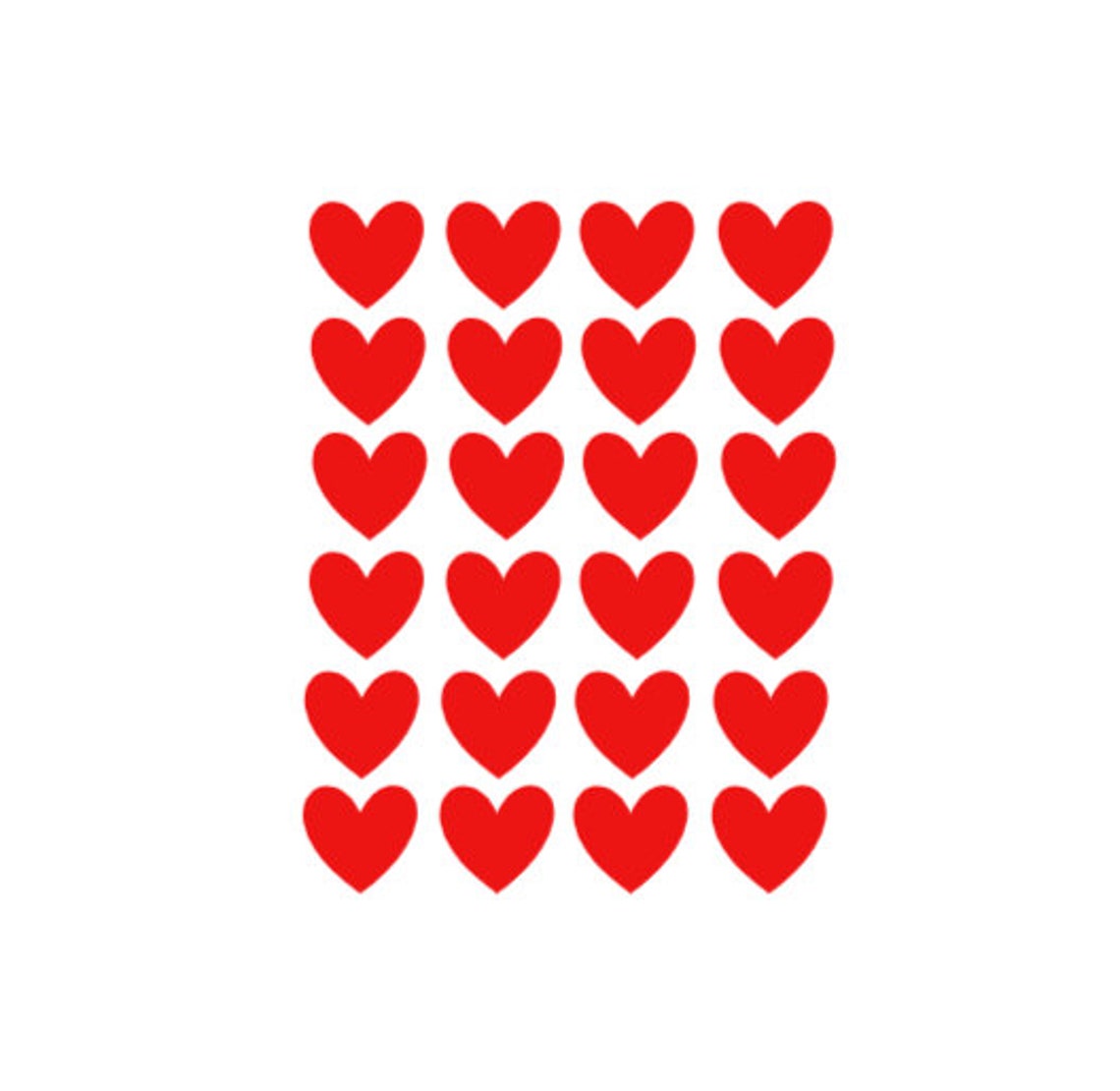 24 red heart stickers vinyl heart decals valentine hearts Etsy