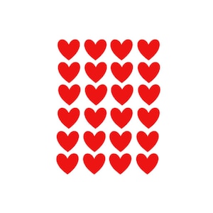 24 autocollants coeur rouge, décalcomanies coeur en vinyle, coeurs Saint-Valentin, autocollants coeur pour agenda, mini décalcomanies coeur rouge, joints enveloppe coeur rouge