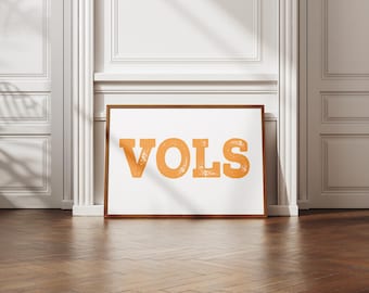 Vols Digital Print Tennessee Volunteers Wall Art Bold Orange Landscape Poster Knoxville Home Decor College Football Gift Instant Download