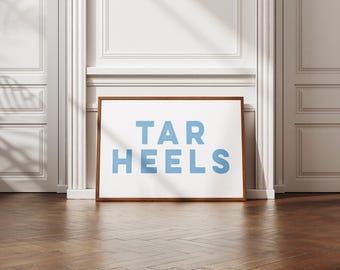 Tar Heel poster wall decor, cute home decor dorm sorority classic carolina blue UNC, Chapel Hill, Rameses, Carolina, print, wall art, poster