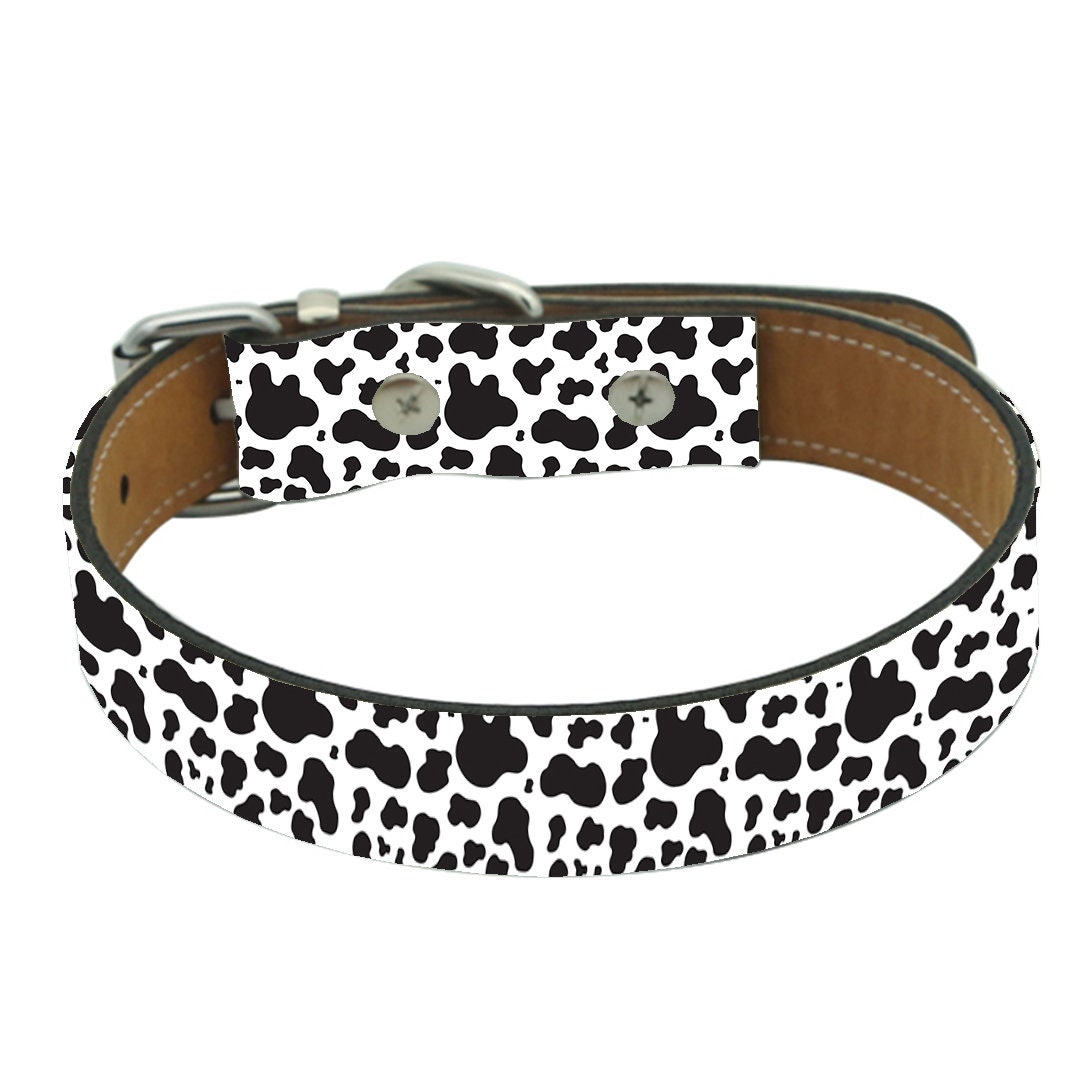 Cow Print Dog Collar Faux Leather Cute Girl / Boy Collars Etsy