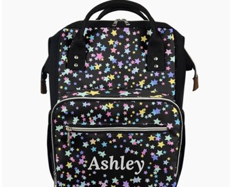 Personalized Diaper Bag with Name Custom Baby Large Backpack Infant Gift Stars
