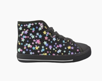 Shoes for Kids Childrens High Top Style Shoe Girls Sneakers Birthday Gift for Child Black Stars