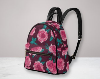 Rose Flowers Mini-rugzak voor dames Schoudertas Tas Klein PU-leer Mode Reizen