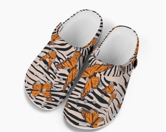 Clogs for Kids Childrens Slip On Style Shoes Girls Clog Sandals Birthday Gift for Child Zebra Butterfly