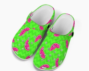 Clogs for Kids Childrens Slip On Style Shoes Girls Clog Sandals Birthday Gift for Child Green Watermelon