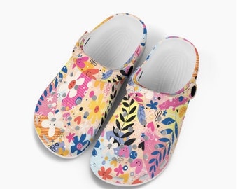 Clogs for Kids Childrens Slip On Style Shoes Girls Clog Sandals Birthday Gift for Child Flowers