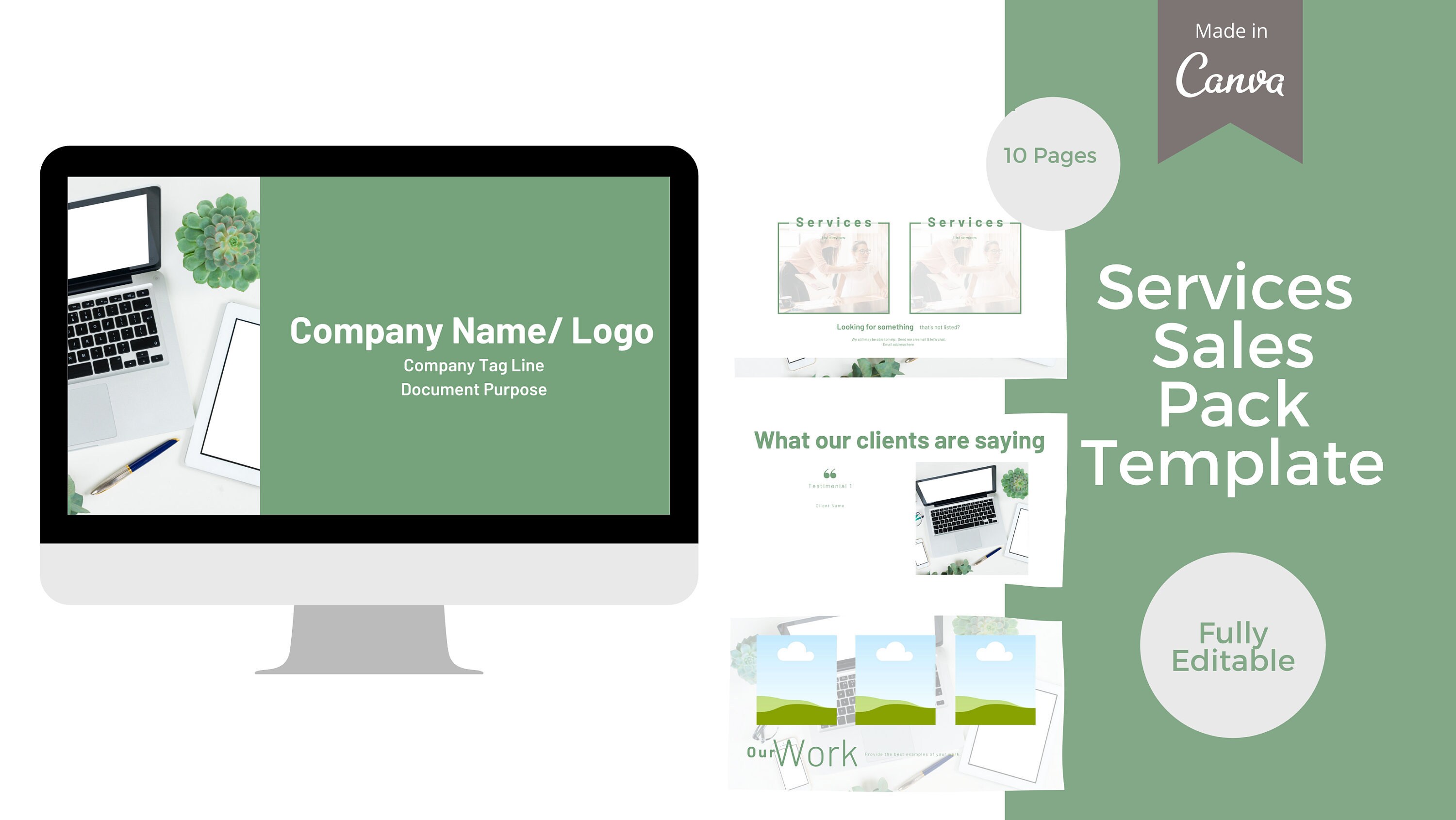 Green Minimal Sales Pack Template Green Sales Brochure Etsy