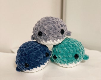 Crochet Whale Squishy – Handmade Velvet Stress Ball, Fidget Toy, Super Soft
