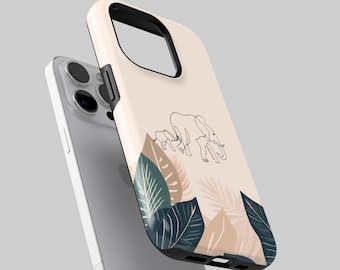 Tough Elephant Art Phone Case Wild Animal Cover for iPhone 16, 15, 14, 13, 12, Samsung S24Ultra, S23FE, S22, A15, Pixel 9Pro XL,8Pro, 7A, 6A