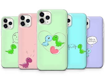 Dinosaur Phone Cases Cute Cover for iPhone 16, 15Plus, 14, 13, 12, Samsung S24Ultra, S23FE, S22, A15, A14, Pixel 9Pro XL, 8A, 8Pro, 7A, 6A
