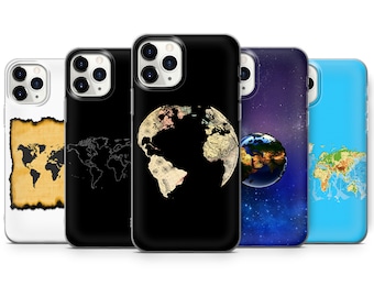 World Map Phone Case Traveling Cover for iPhone 16, 15Plus, 14, 13, 12, Samsung S24Ultra, S23FE, S22, A15, A14, Pixel 9Pro XL, 8Pro, 7A, 6A