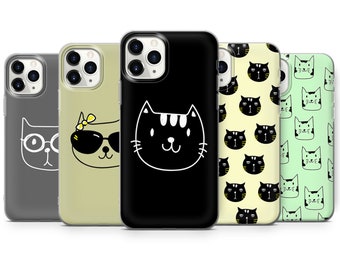 Cat Phone Cases Cute Kitty Cover for iPhone 16, 15Plus, 14, 13, 12, Samsung S24Ultra, S23FE, S22, A15, A14, Pixel 9Pro XL, 8A, 8Pro, 7A, 6A