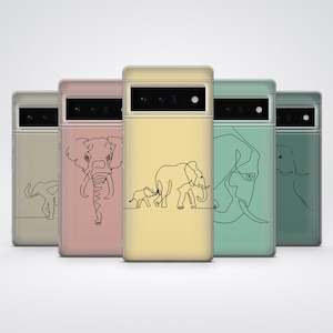 Custodia per telefono One Line Phone, motivo elefante, per Google Pixel 8A, 8Pro, 7Pro, 7A, 6A, Samsung Galaxy S24, S23Fe, A15, A54, iPhone 15, 14, 13