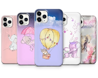Animal Phone Case Elephant Cover for iPhone 16, 15Plus, 14, 13, 12, Samsung S24Ultra, S23FE, S22, A15, A14, Pixel 9Pro XL, 8A, 8Pro, 7A, 6A