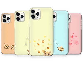 Cat Phone Case Cute Kitty Cover for iPhone 16, 15Plus, 14, 13, 12, Samsung S24Ultra, S23FE, S22, A15, A14, Pixel 9Pro XL, 8A, 8Pro, 7A, 6A