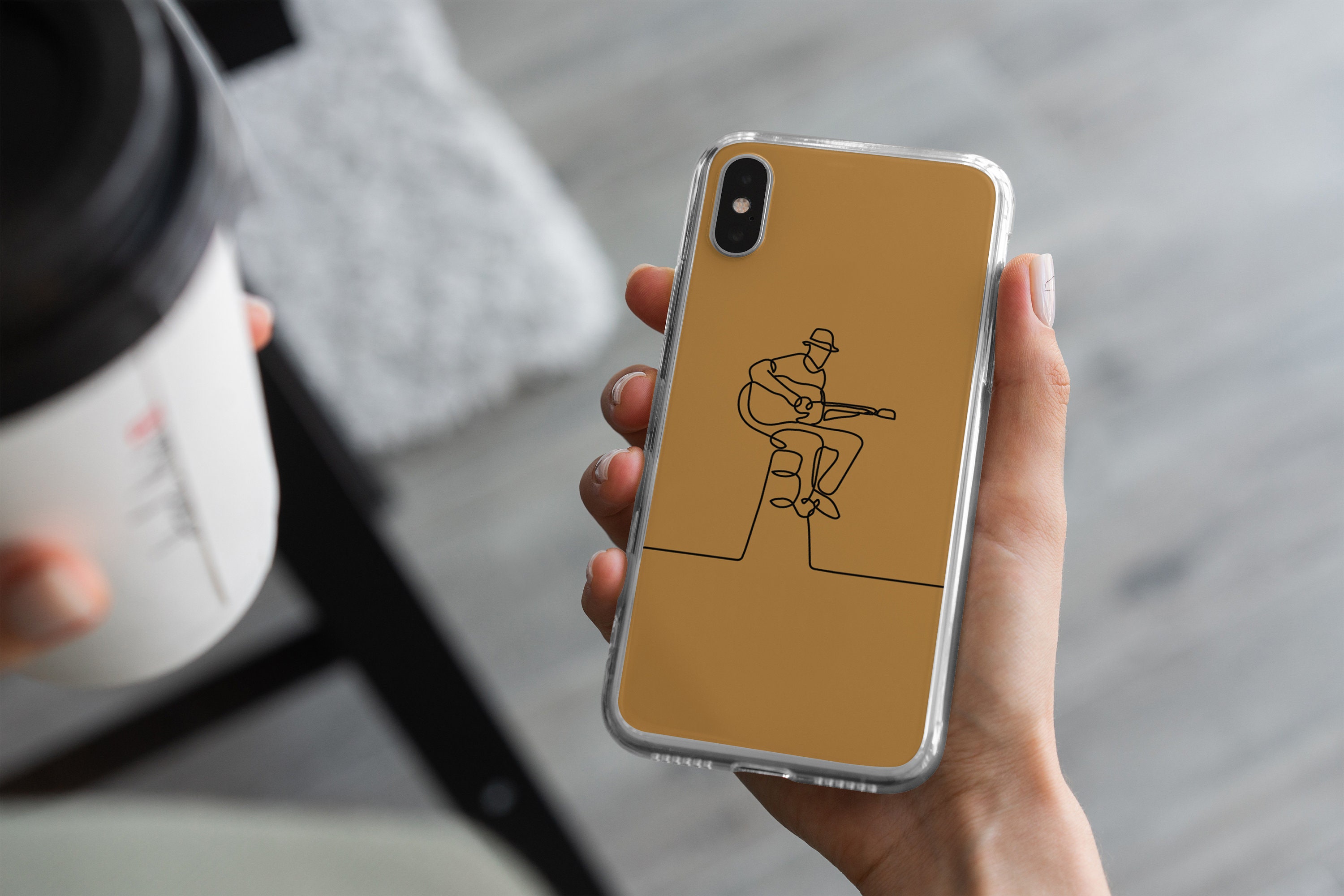 Line Art Phone Case Music Guitar Cover for iPhone 16, 15plus