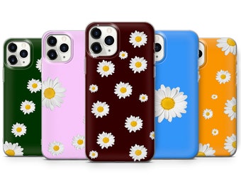 Cute Daisy Phone Case Floral Cover for iPhone 16, 15, 14, 13, 12, Samsung S24Ultra, S23FE, S22, A15, A14, Pixel 9Pro XL, 8A, 8Pro, 7A, 6A