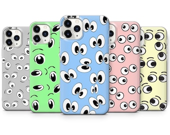 Lovely Eye Phone Case Funny Cute Cover for iPhone 16, 15Plus, 14, 13, 12, Samsung S24Ultra, S23FE, S22, A15, Pixel 9Pro XL, 8A, 8Pro, 7A, 6A