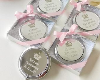 Personalized Compact Mirror Favors: Quinceañera, Sweet 16 Gifts