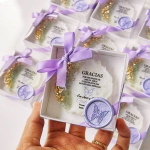 Regalo de quinceañera con imán epoxi personalizado, 16 favores dulces, favor de imán de fiesta de mariposa, Mis Quince Años, 15 favores dulces, favores de quinceañera, Mis 15