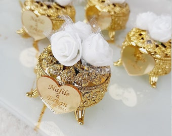 Wedding cady box,Gold Colored Small Plastic Box,Customized Candy Box,Wedding Favor,Baby Shower Favor,Islamic Wedding Favors,Rustic Favors