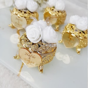 Boîte de cadeau de mariage, Petite boîte en plastique dorée, Bonbonnière personnalisée, Cadeau de mariage, Cadeau de baby shower, Cadeaux de mariage islamique, Cadeaux rustiques