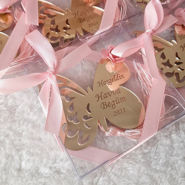 Butterfly Personalized Magnet Favors,Babyshowers Party Favors,Custom mirror Favors,Baby Brithday Gift,İslamic Wedding Muslim Favors Gifts