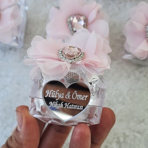 Personalized Pink Prystal Stone Wedding Favors for Guests,Decorated Ring Box,Wedding Candy Box,Wedding Gift,Babyshowers,Engagement Favors