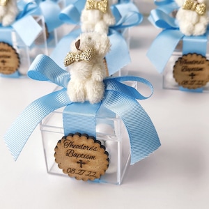 Cadeaux d'anniversaire personnalisés ours en peluche, boîte de bonbons ours en peluche, cadeau personnalisé, bonbons de baptême, Mi Bautizo, cadeau de fête d'anniversaire de naissance bébé garçon