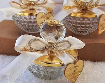 Personalized Wedding Favors for Guests, Crystal Glass Turkish Delight Bowl Chocolate gift, Islamic gifts,Luxury favors, Baby showers gifts