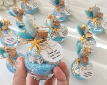 Personalized Gel Candle Party Favors: Decorative Mini Jar, Baby Blue