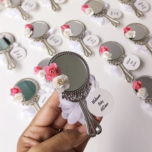 Luxury Mirror Magnet Gifts,Baby Shower Party Favors,Personalized Gifts,Welcome Baby Favors,Silver Mirror,Wedding Favors,First Communion Gift