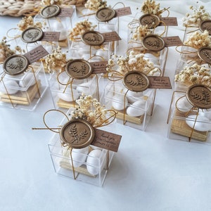 Boîte de faveurs de mariage rustique, boîtes de cadeaux de chocolat, boîte de faveurs de sceau de cire, boîte de sucrerie de mariage, faveurs rustiques personnalisées, faveurs de fiançailles, Sweet 16