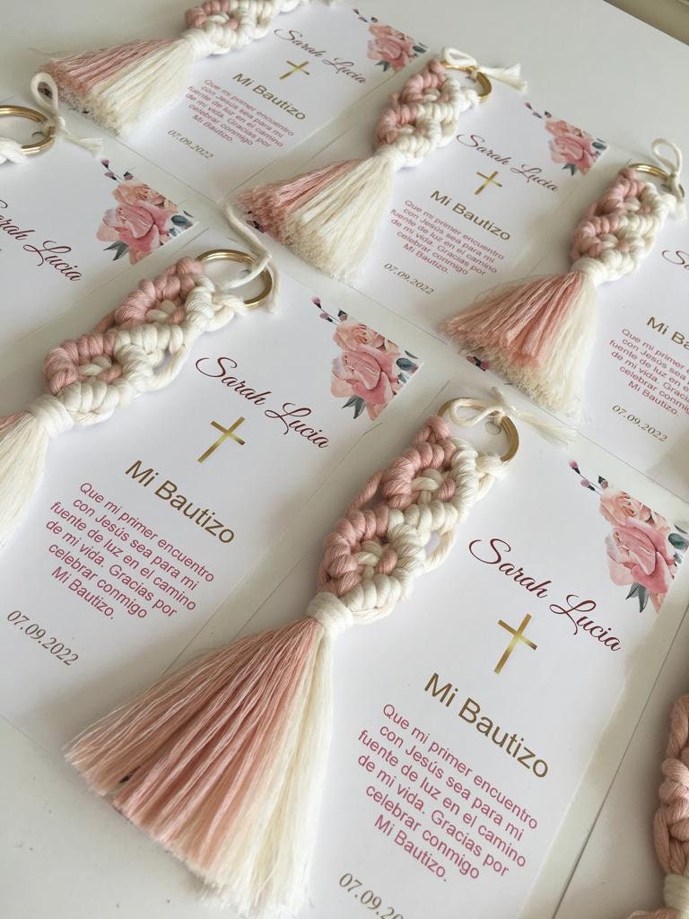 Personalized Baptism Macrame Key Chain Card Gifts,mi Bautizo Gift,first  Communion Gift in Bulk,rustic Macrame Key Chain,thank You Candy Gift - Etsy  Israel