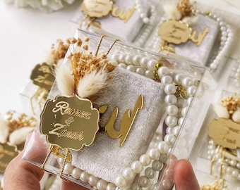 Islamic Wedding Favor Box, Mini Quran Tasbeeh Set, Personalized Gift