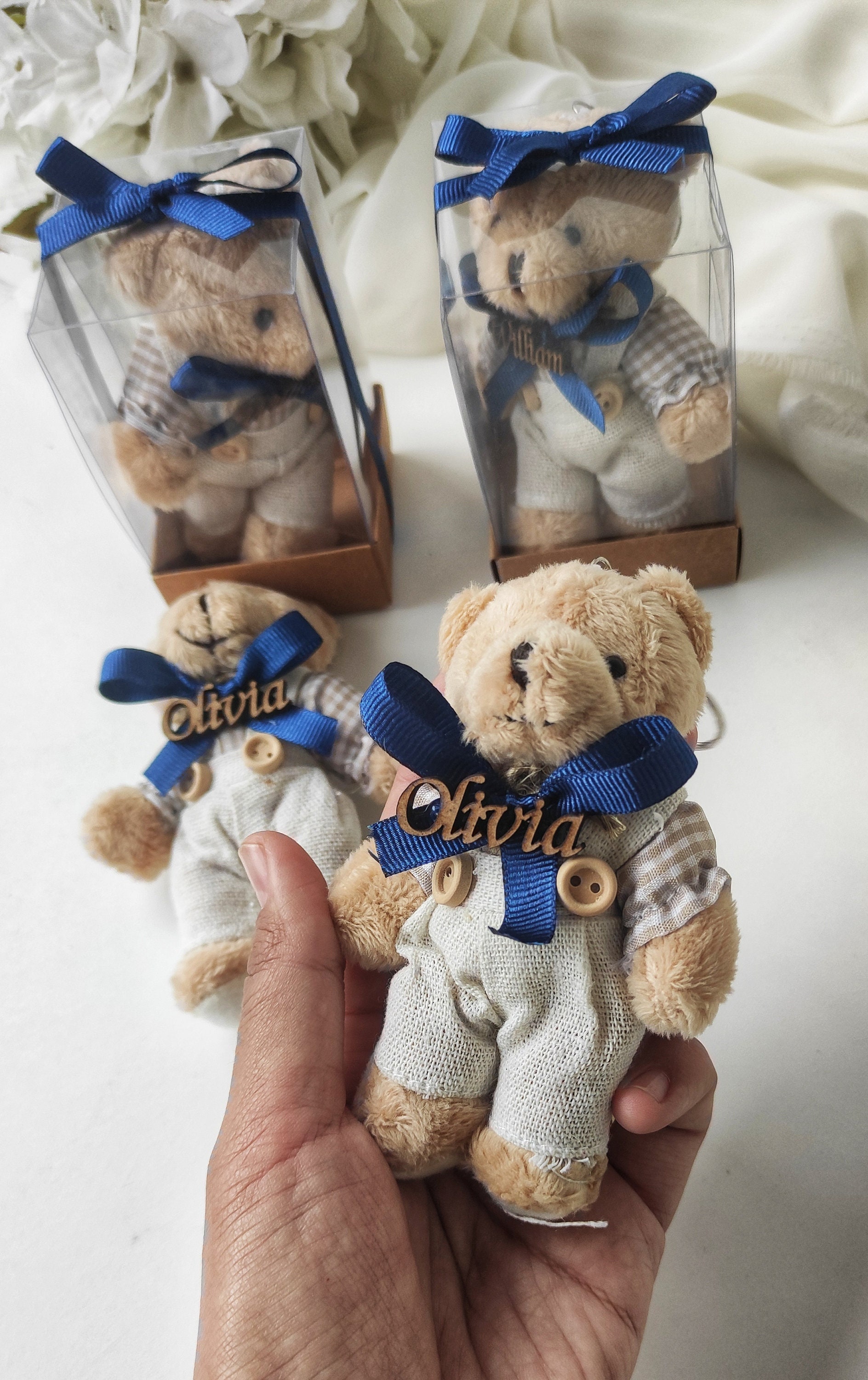 Custom Teddy Bear Keychain, Personalized Baby Shower Favors - Etsy