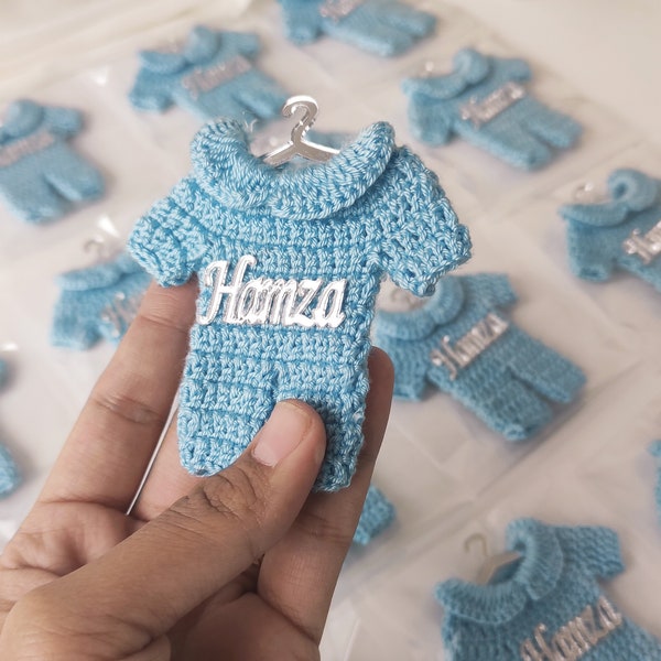 Personalized Baby Birthday Gift Magnet,Crochet Gifts,Baby Shower Magnet,Miniature Dress,Custom Crochet Magnet,Baby Boy Gifts,First Birthday