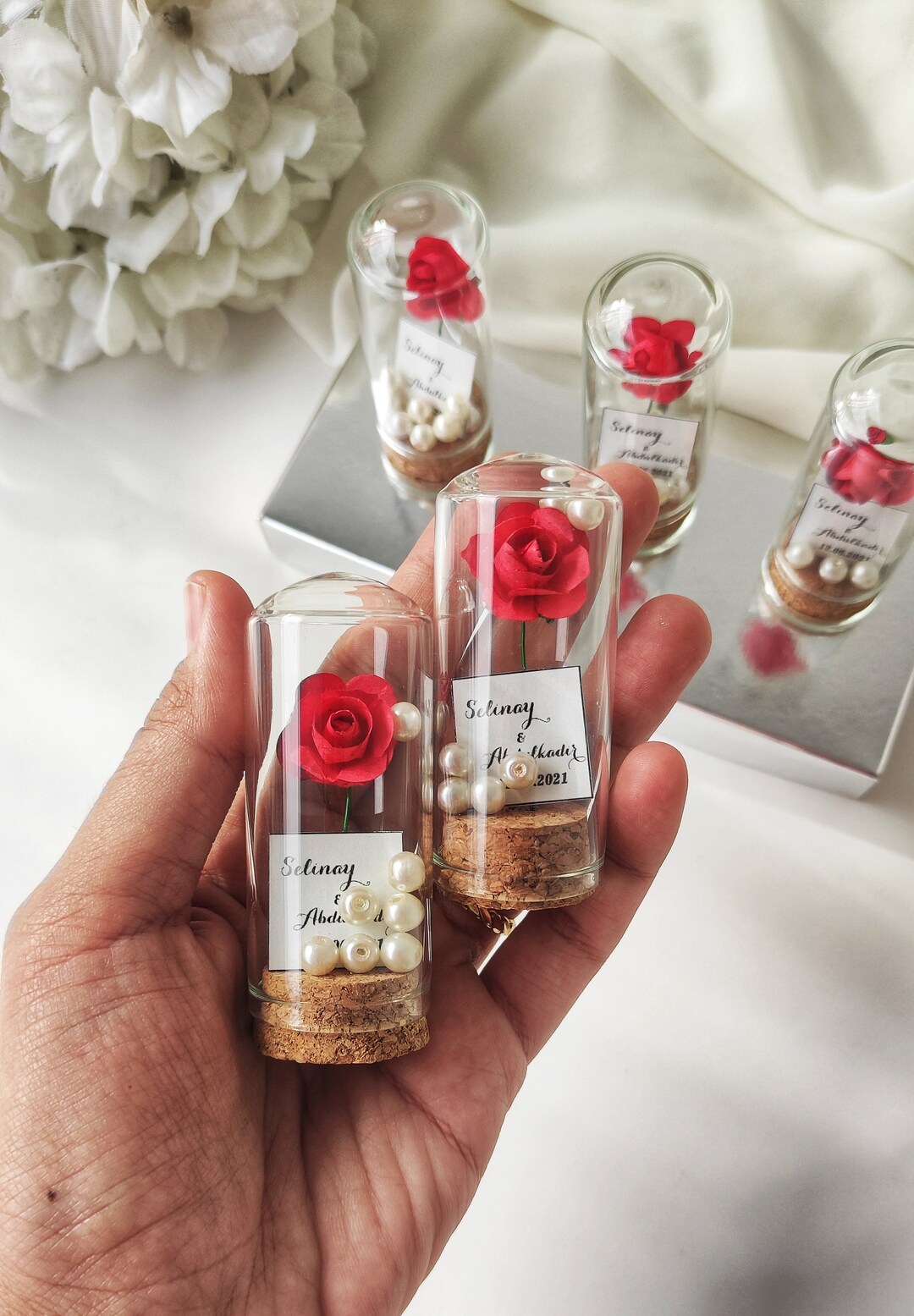 Personalized Rose Dome Wedding Favors for Guests in Bulk,rustic Thank