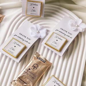 Personalized Wedding Thank You Card Chocolates, Turkish Coffee / Chocolate Favor, Rustic Engagement Chocolate Coffee Guest Gift, Nikkah Gift