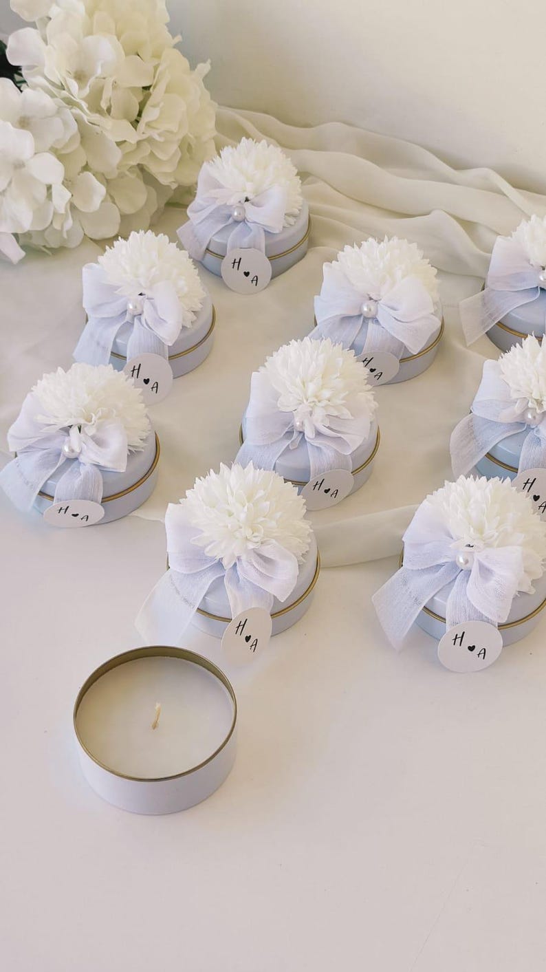 Wedding Candle Favor for Guest in Bulk,personalized Flower Candle ...