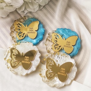 Blue Butterfly Epoxy Magnet: Sweet 16 Party Favor